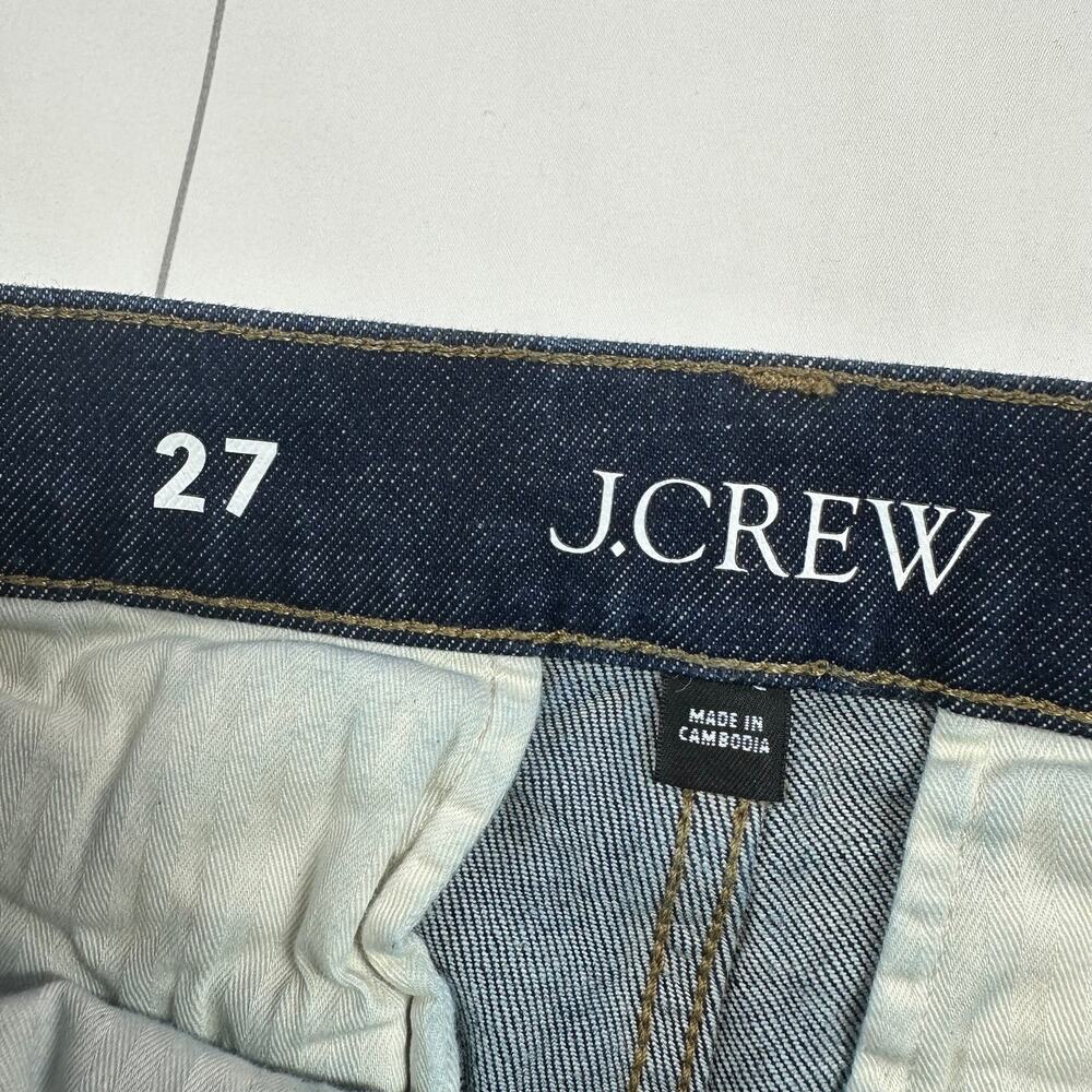 J.Crew Jeans Womens 27 Blue Full Length Slim Wide Trouser Dark Rinse Wash Denim - Picture 5 of 14